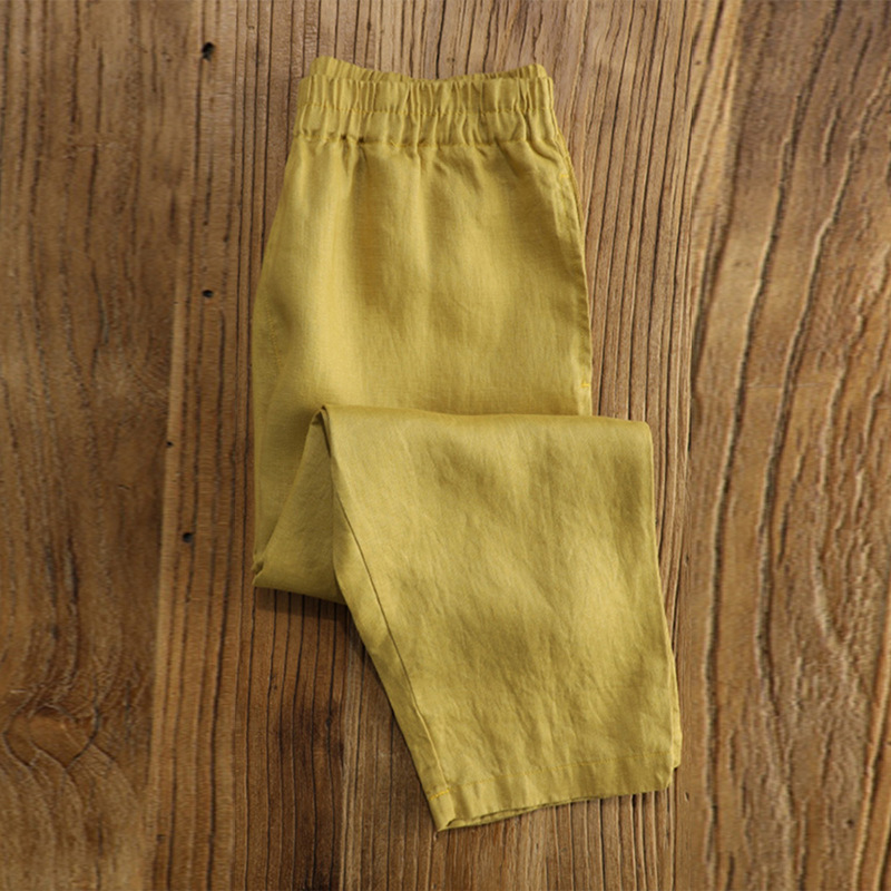 High-End Linen Pants for Women, Summer Thin Style 2025 New Model, Mom's Ramie Cotton Linen Pants, Plus-Size Cropped Harem Pants