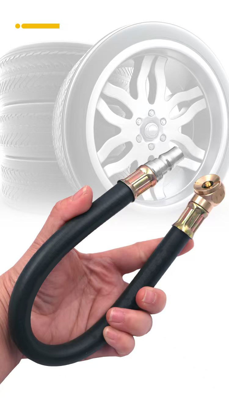 Car Tire Rubber Tube Inflator Nozzle, Air Pressure Gauge Extension Accessory, Bicycle and Electric Vehicle Tire Pressure Inflation Tube