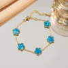 Light blue five-leaf clover gradient bracelet