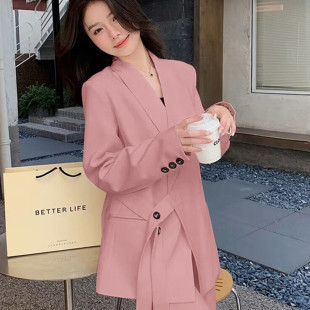 2025 Internet Celebrity Spring & Fall Suit Suit Pink Versatile Slim Fit Wide Leg Pants Suit Pants Suit Jacket for Women