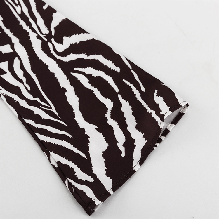 Striped Printing Loose Dress Casual round Neck Long Sleeve Dress Women Autumn Winter