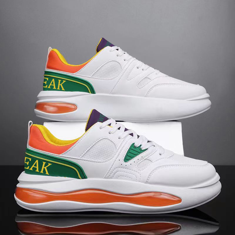 Zapatos de malla de primavera para hombre, transpirable, amortiguador, antideslizante, aumento del viento, zapatos deportivos de papá, zapatos de moda de todo fósforo para adolescentes