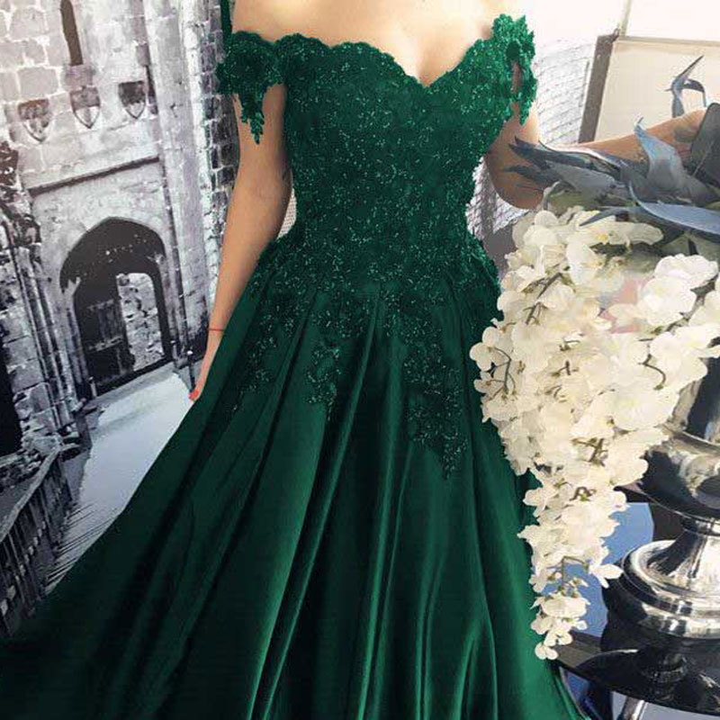 Comercio exterior europeo y americano Amazon AliExpress deseo nuevo encaje apliques con cuentas vestido de noche vestido largo