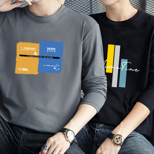 Factory Direct Sale Men's Spring and Autumn Long Sleeve T-Shirt Slim Fit Base Shirt Casual Fashion Trendy Men's Top