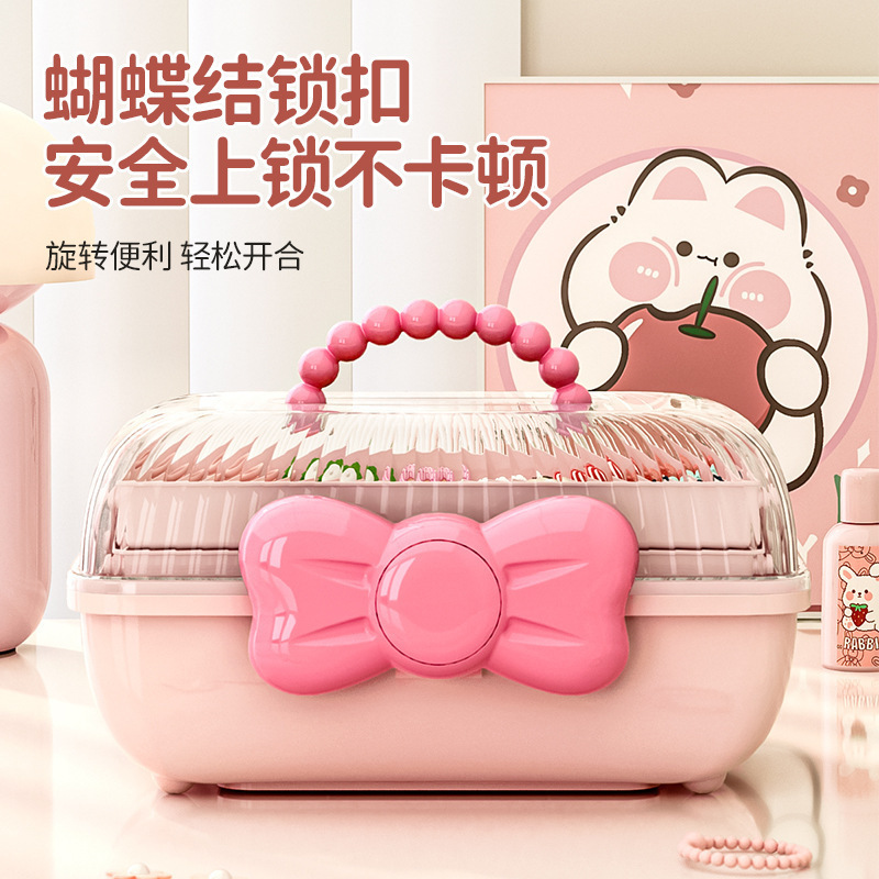 Caja de joyas para niños Caja de almacenamiento de arco Caja de almacenamiento de joyas para el cabello casero Caja de almacenamiento de joyas para el cabello Maleta Caja de papelería Caja de tarjetas