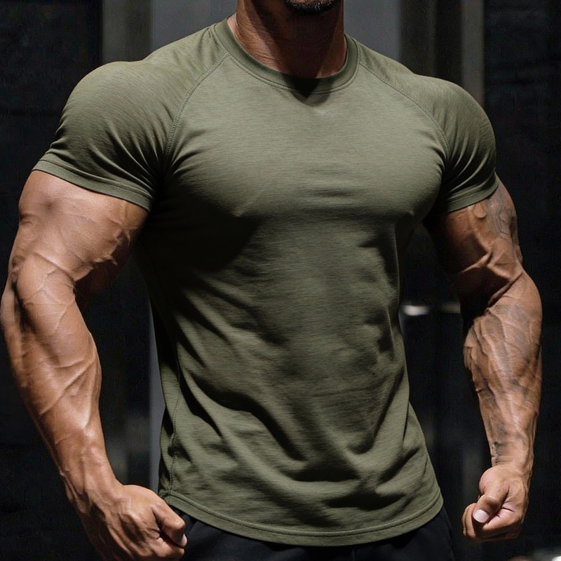 Cross - Border European Yard Summer Fitness Men 's Sports Short Sleeve T - shirt Ring Ring basket Training American sudando Top image 8