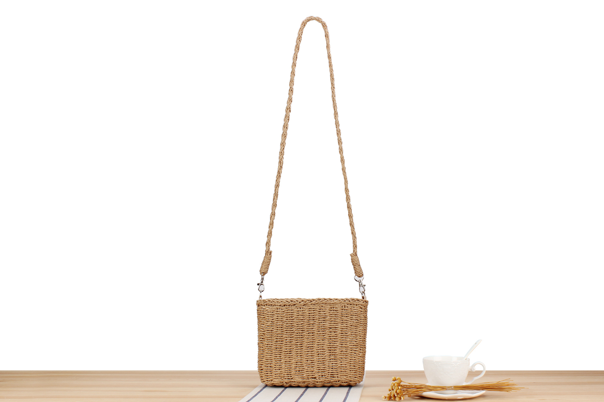 552g Weight Polyester Cotton Lining Material Pearls, Weave Fashion Element String Closure Type Single Shoulder Strap Strap Type Straw Bag Bags Type Holiday, Travel Occasion Paper string Material Solid Color Pattern Spring&Summer Season Women's Gender Vacation, Beach Style Medium Size Women's Vacation Beach Solid Color Paper String Shopping Bags 6