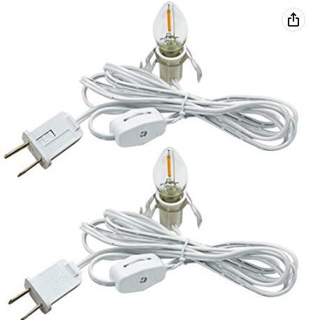 美式110V圣诞节灯串灯线 2*20awg LED灯泡 装配带保险丝美标插头