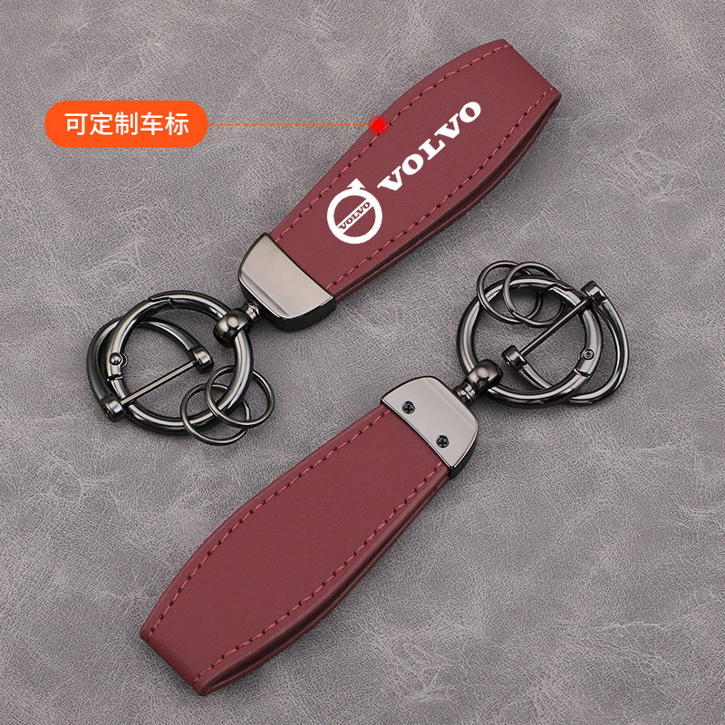 高档原车皮汽车钥匙扣热卖金属logo男汽车钥匙链挂件商务礼品批发|undefined