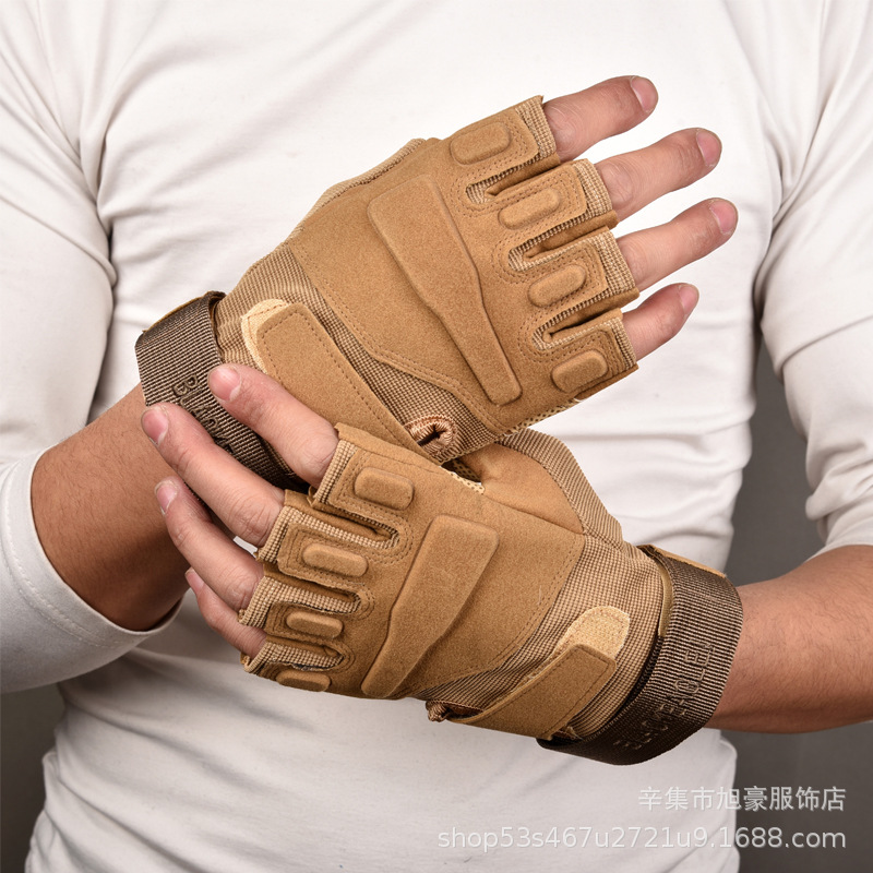 黑鹰战术手套半指男春夏季户外摩托车骑行特种兵训练健身半截露指