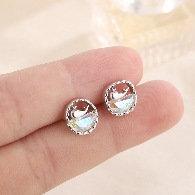 Simple Style Whale Copper Plating Ear Studs 1 Pair