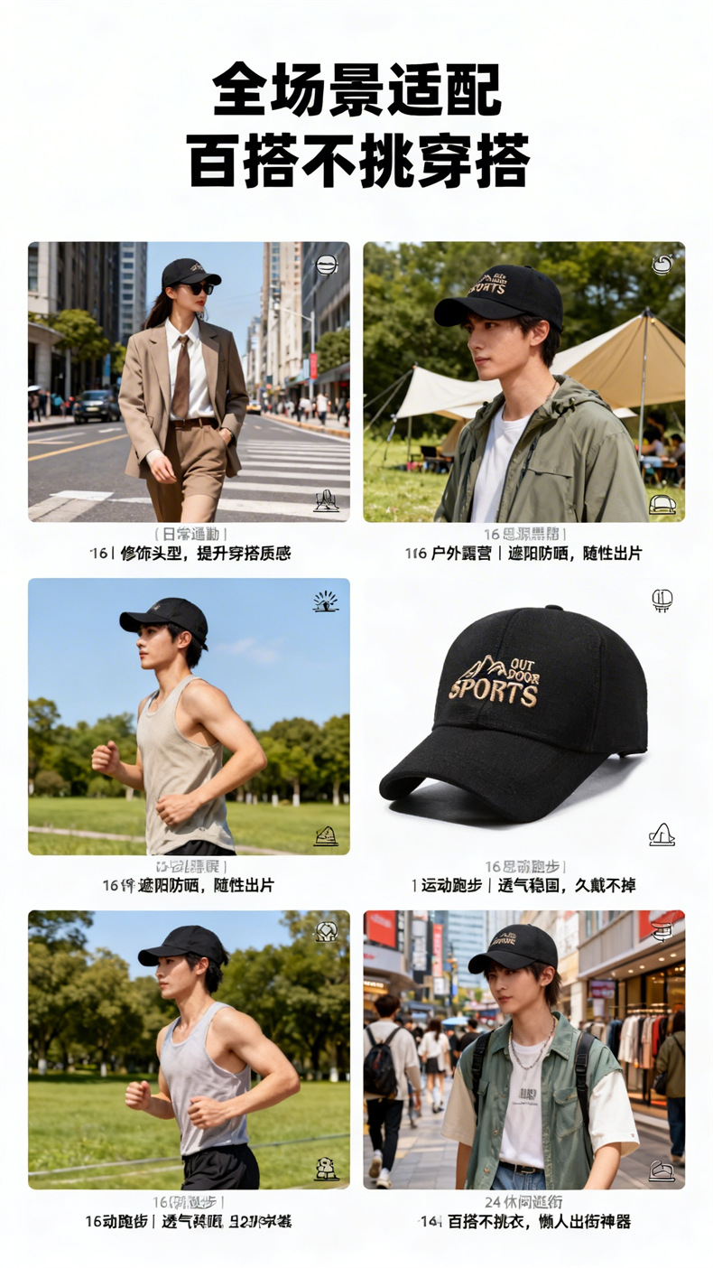 Baseballkappe mit harter Krempe, Outdoor-Sonnenschirmmütze für Herren, lässige modische vielseitige Baseballkappe, Damenvariante, neue Frühlings-Sommer-Kollektion, Entenschnabelmütze