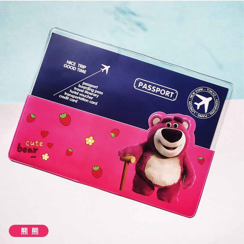 クロスボーダー PVC パスポート保護カバー ins 防水防塵漫画アニメーションパスポートカバーユニバーサル ID 保護クリップ|undefined