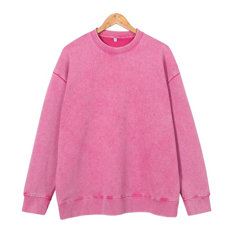 2025 otoño y invierno nuevo estilo retro de tendencia de cuello redondo marca de moda suéter hombre lavado con agua suelta hacer vieja camiseta de base al por mayor