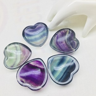 Natural crystal jade colorful fluorite green firefly purple firefly heart-shaped bowl ornaments aromatherapy bowl
