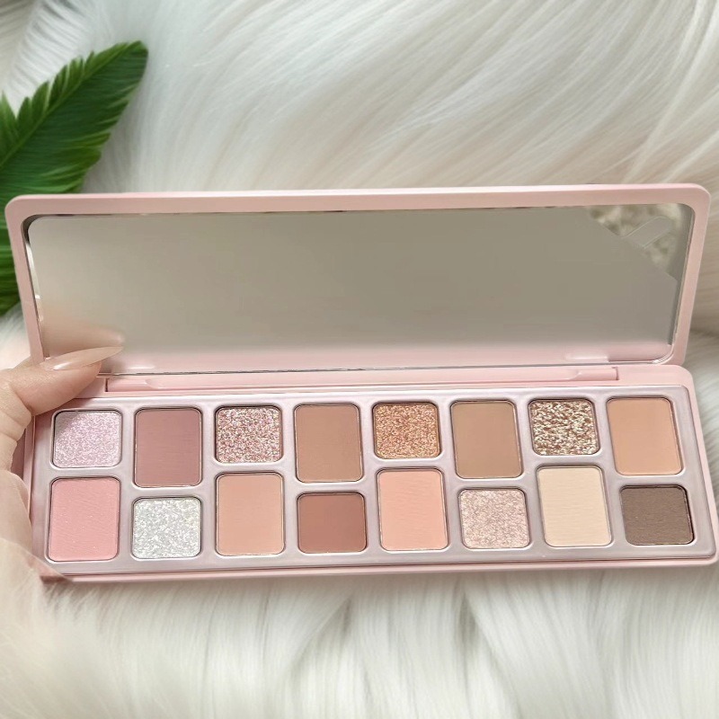 Cross-Border Exclusive Supply of New 16-Color Eyeshadow Palette for Daily Light Makeup, Colorful Play Makeup, Heart-Stealing Gray, Pink, Blue, Black Smoky Wholesale