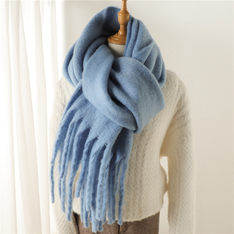 Mohair Schal Für Damen Und Herren Mit Fransen Und Perlen_voghion.com