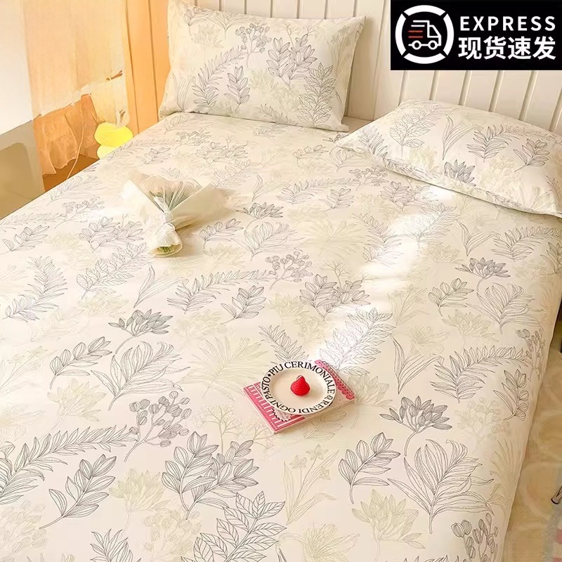 2025 nueva sábana de algodón de una sola pieza de algodón puro 100 pequeña sábana fresca individual dormitorio de estudiantes niños traje de tres piezas 2