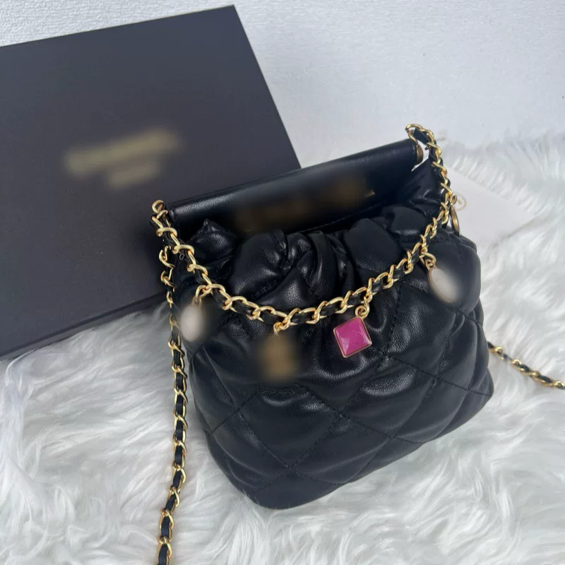 Chain, small bag, for import, with gem, Chanel style