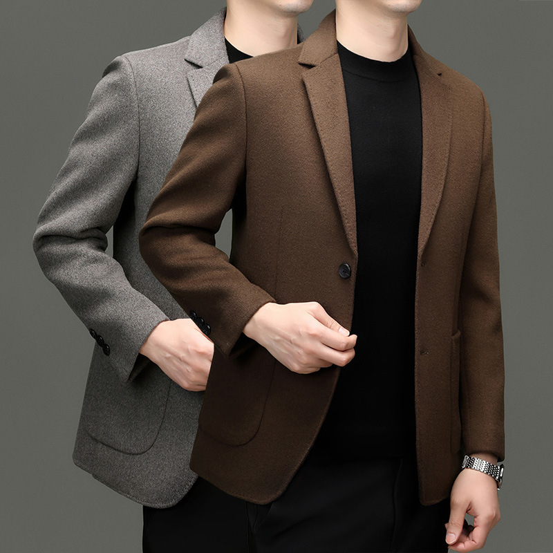 Classic Suit Jacket Autumn and Winter New Men's Business Casual Woolen Clothes Korean-style Slim-fit Sheep Wool Double-sided Western