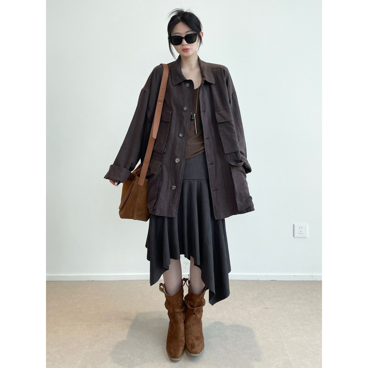 Ni Ni's Same Style Quiet Cool Relaxed Feel 100% Hemp Sunscreen Multi-Pocket Jacket Shirt Trench Coat