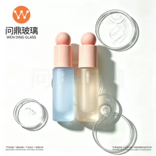 定制粉底液瓶30ml球形盖圆柱形瓶分装瓶bb霜瓶遮瑕液瓶玻璃瓶包材