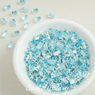 Rhinestone Spacer Beads Handmade DIY | Zərgərlik ara hissələri - light-blue-silver-base-30-pieces-36mm