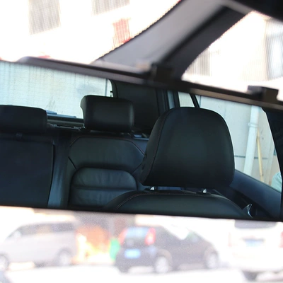 of View Mirror Reversing Auxiliary: Large field of view rear view auxiliary mirror