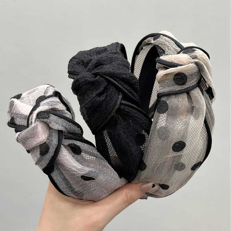 メッシュ水玉ヘッドバンドつば広大人の甘いヘアピンハイスカル洗顔圧力ヘアヘッドバンド韓国インターネット有名人のヘアアクセサリー卸売