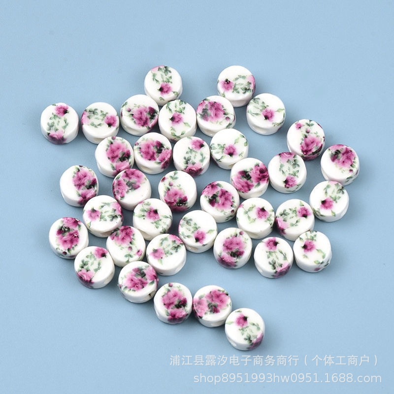 Flores de cerámica oblata esmalte de color decal de cerámica flores de estilo chino hechas a mano DIY collares pulseras pendientes accesorios