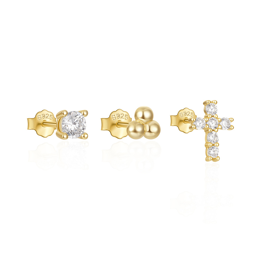 3g Weight Ear Studs Classification 1 Set Quantity Daily Occasion 925 Sterling Silver Material Star, Butterfly Pattern Women's Gender Plating Design Simple Style Style 1 Set 925 Sterling Silver Star Butterfly Ear Studs 112