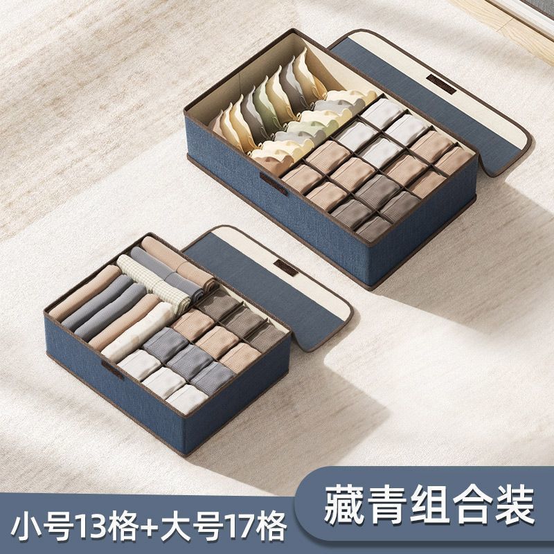 #선호하는 [린넨 소재] 네이비 블루 - 핫 세일# 패키지: 17개 그리드 + 13개 그리드