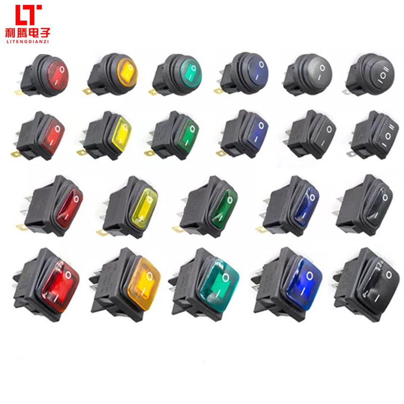 KCD4防水船型开关带灯 2档4脚 12V/24V/220V防水翘板电源开关