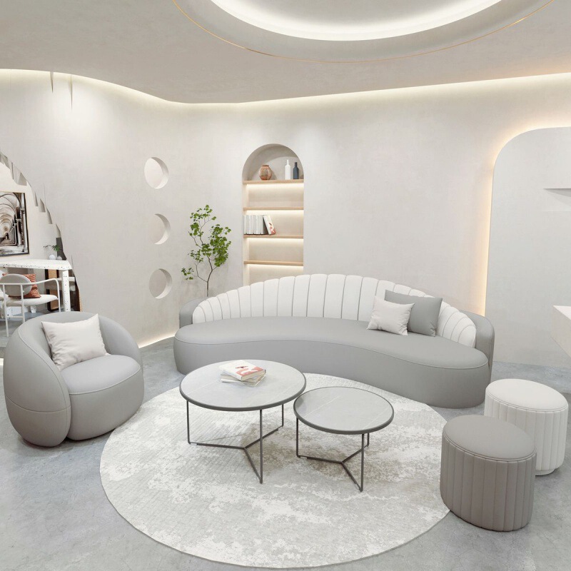 Ins Style Living Room Small Apartment Cream Style Arc Creative Sofa Fabric Commercial Reception Internet Celebrity Clothing Beauty Salon