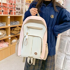 コントラストカラーのシンプルな新しいバックパック大容量韓国語版insフォレストスクールバッグ女性の小さな新鮮な女の子旅行バックパック