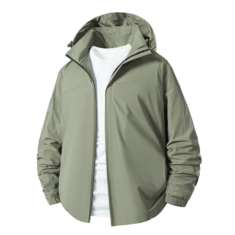 2025新款休闲夹克男70D锦氨隐格面料 简约百搭中青年款可拆卸帽风