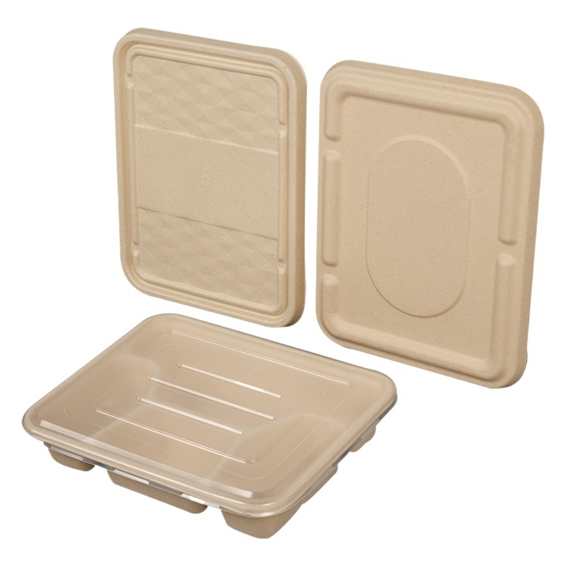 Disposable Degradable Take-out Packaging Box Catering Commercial Three-compartment Four-compartment Five -6-compartment Fast Food High-grade Pulp Meal Box