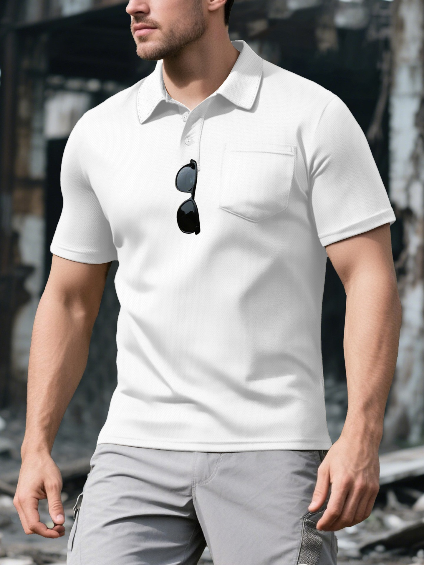 Europa y Estados Unidos transfronterizos hombre polo de verano con solapa de mangas cortas transpirables piel deportiva casual moda de hombre de mangas cortas hombre