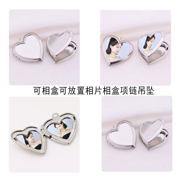 Fashion Stainless Steel Phase Box Necklace Pendant diy Creative Couple Phase Box Open Photo Necklace Pendant