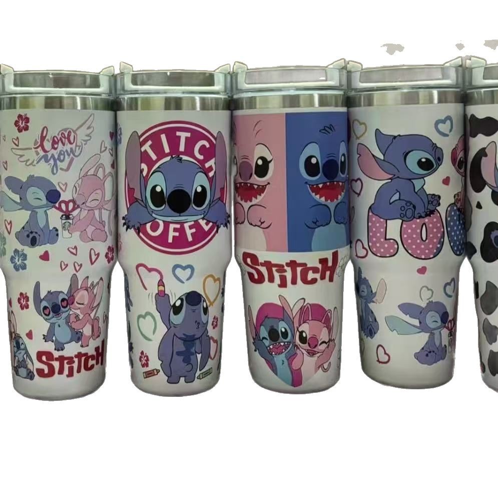 Estilo explosivo Stitch patrón de dibujos animados Ice Ba taza 30oz para coche taza de vacío de acero inoxidable 304