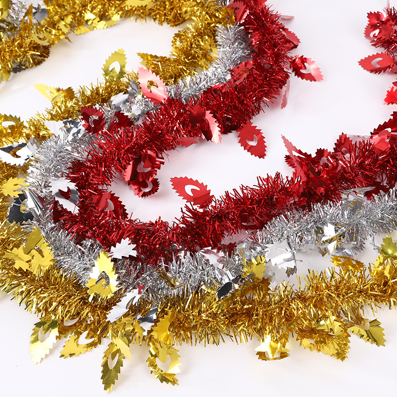 Decoración navideña transfronteriza rayas de color cola de Fénix rayas de lana más madder actividades de fiesta de cumpleaños guirnalda cinta 2 M