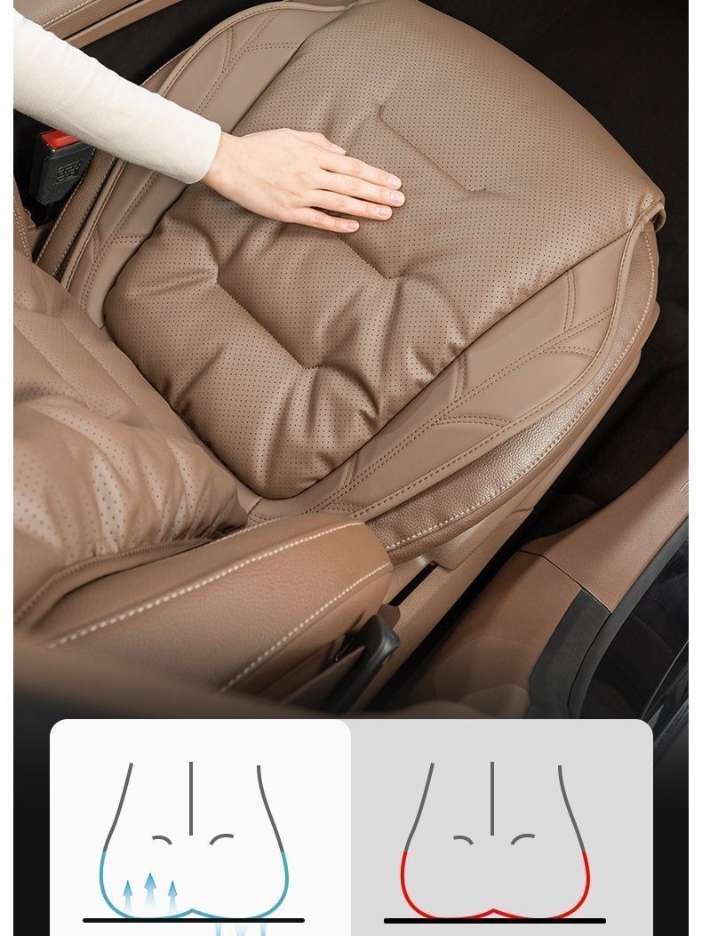 Car Seat Cushion Nappa Leather High-End Universal Breathable Seat Cushion Backrest Pad