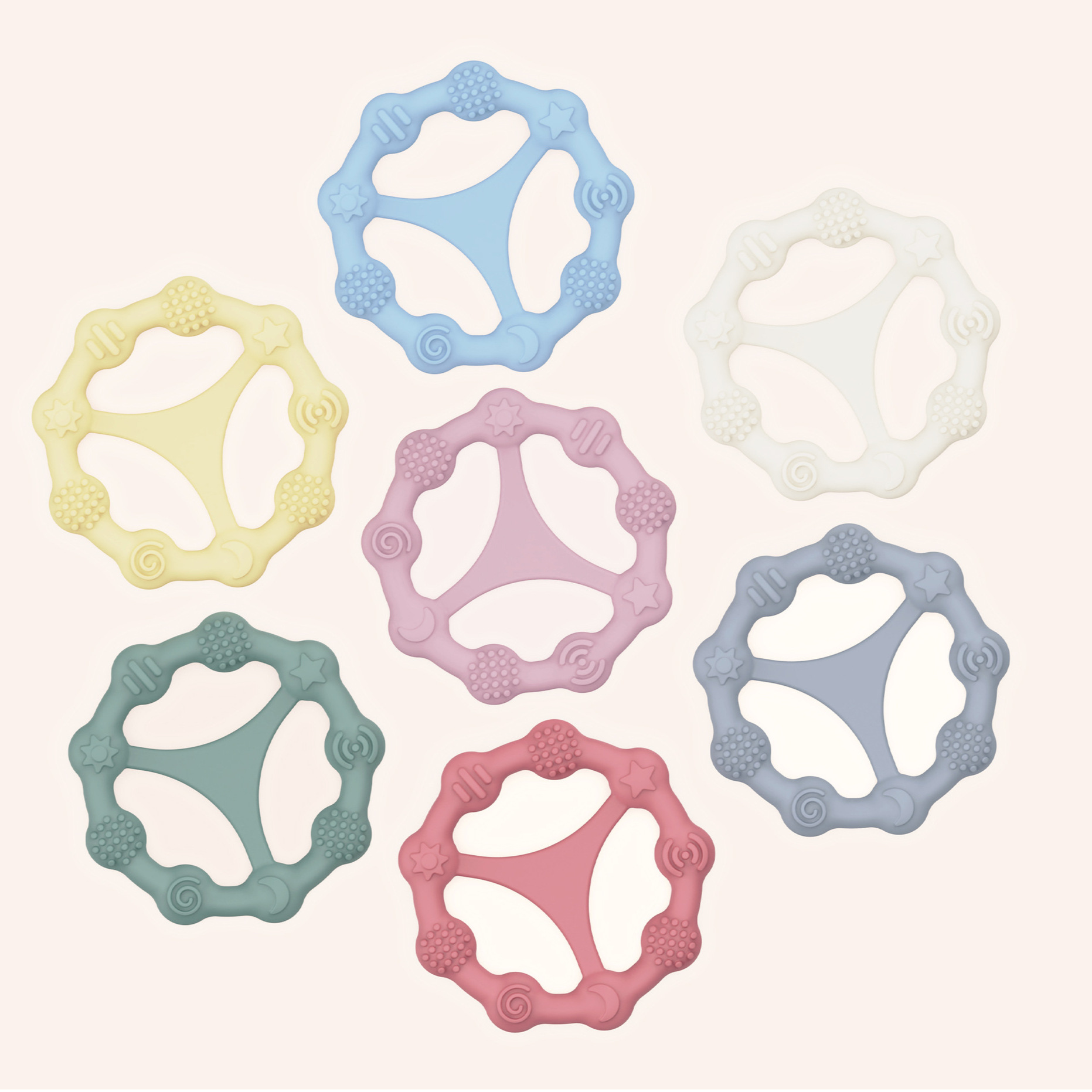 Los nuevos juguetes molares de silicona para bebés suministrados directamente por la fábrica son adecuados para bebés de 0 a 6 meses de edad.