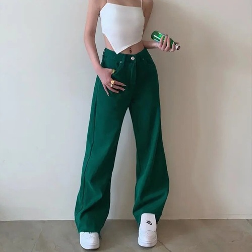High-waisted loose wide-leg women's jeans
