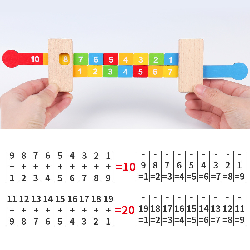 Kindergarten preescolar matemáticas aritmética ayuda para la enseñanza aritmética artefacto niños suma y resta dentro de 20 números descomposición regla 10 puntos