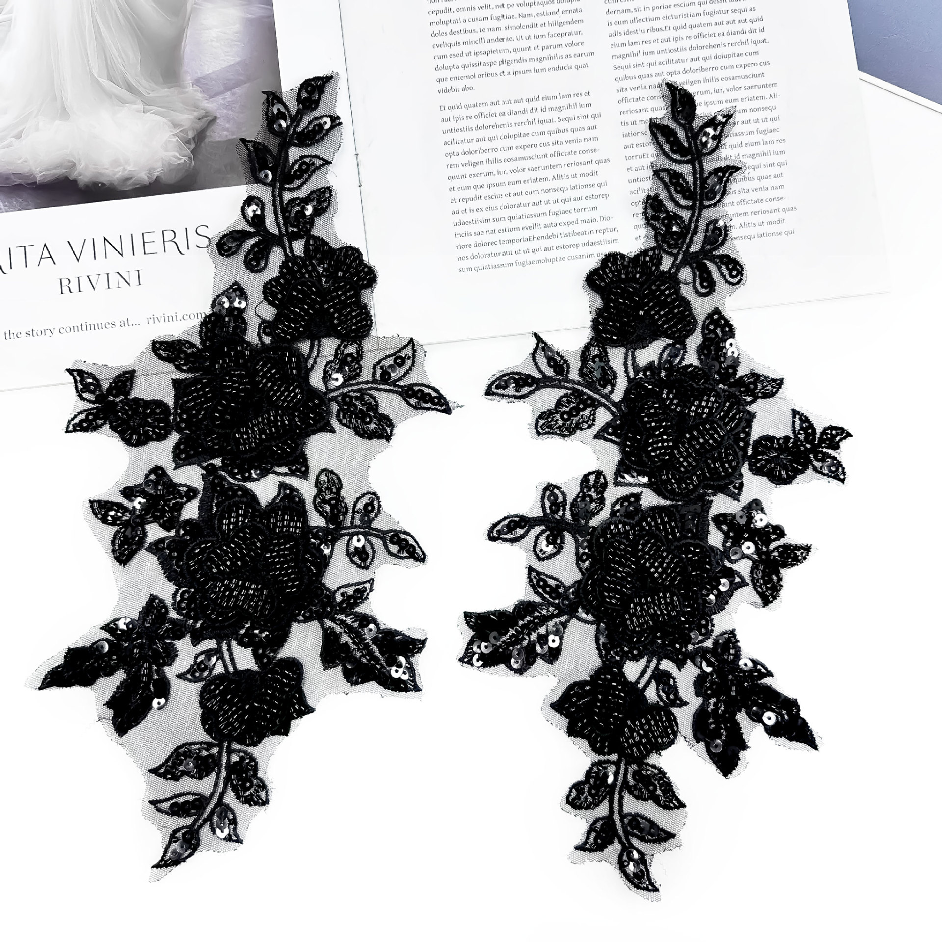 Luz de lujo de alta calidad flor lentejuelas bordado flor vestido de novia vestido decorativo flor DIY accesorios de la joyería al por mayor