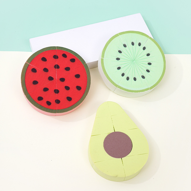 Frutas en polvo de empalme personalizadas almohadilla de aire sandía pomelo fruta de fuego unida desmontable herramienta de maquillaje huevo