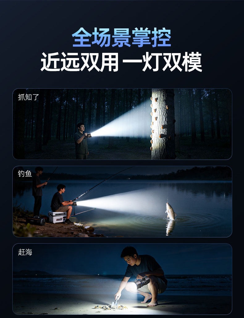 X-Alarm D6000 Spotlight for Catching Cicadas, Ultra-High-Power Bright Light Flashlight for Outdoor Use with Long Battery Life