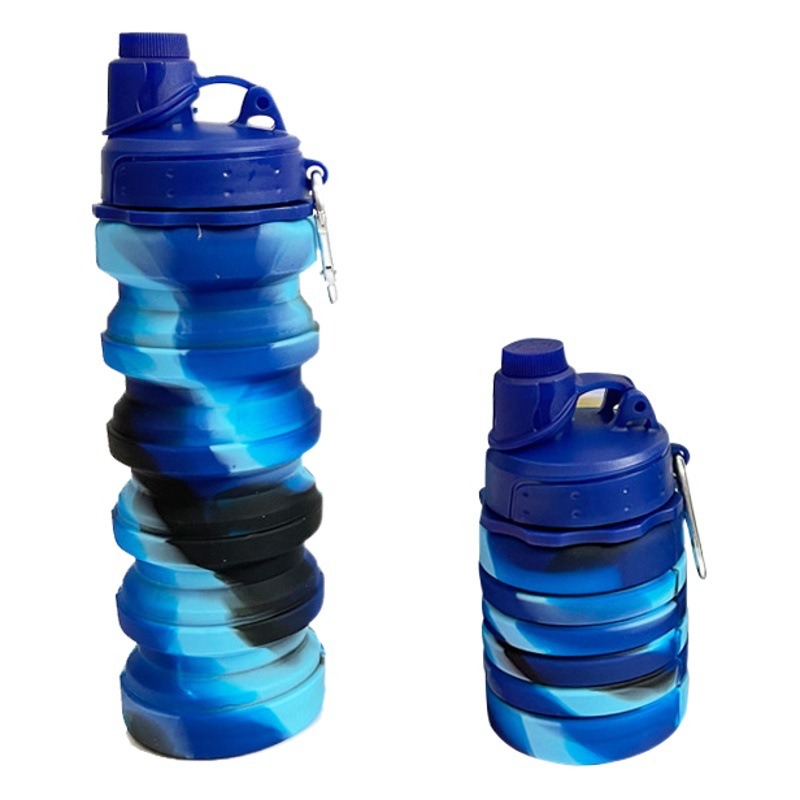 Taza plegable de silicona, retráctil, para deportes al aire libre y viajes, botella de agua de calidad alimentaria, suministro al por mayor