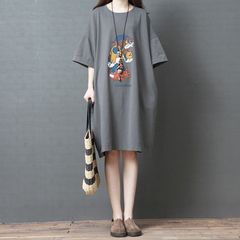 綿質の新型の高品質のワンピースの大きいサイズの太っている妹はゆったりしていて痩せています。